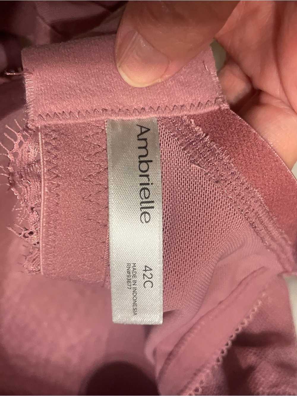 Ambrielle Everyday Lace-Trim Padded Bra in mauve full figure size 42C - Picture 5 of 5